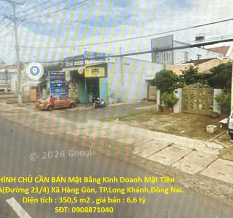 CHÍNH CHỦ CẦN BÁN Mặt Bằng Kinh Doanh Mặt Tiền QL1A(Đường 21/4) Xã Hàng Gòn, TP.Long Khánh,Đồng Nai.