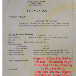 Chính Chủ Cần Bán GẤP Lô Đất Mặt Tiền Đường Nhựa Trưng Nhị Tân An, Phường La Gi, Lâm Đồng.