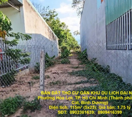 BÁN ĐẤT THỔ CƯ GẦN KHU DU LỊCH ĐẠI NAM – PHƯỜNG HÒA LỢI – TP.HCM – VỊ TRÍ ĐẸP, TIỆN XÂY NHÀ ở