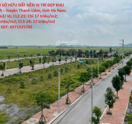 HOT HOT CƠ HỘI SỞ HỮU ĐẤT NỀN VỊ TRÍ ĐẸP KHU ĐÔ THỊ HƯNG HÒA – huyện Thanh Liêm, tỉnh Hà Nam