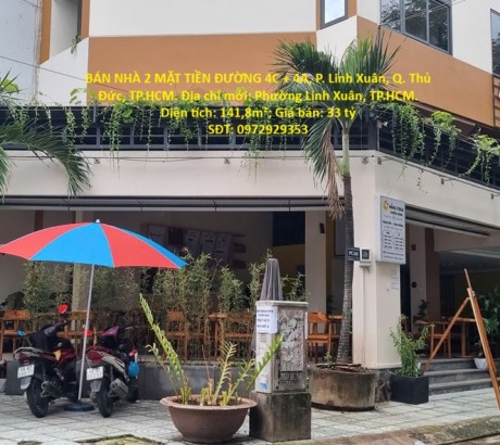 HOT HOT – CẦN BÁN NHÀ 2 MẶT TIỀN ĐƯỜNG 4C + 4A, P. Linh Xuân, Q. Thủ Đức, TP.HCM