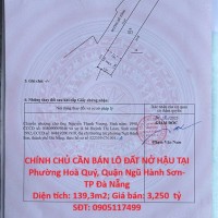 HOT HOT – CHÍNH CHỦ CẦN BÁN LÔ ĐẤT NỞ HẬU TẠI Phường Hoà Quý, Quận Ngũ Hành Sơn- TP Đà Nẵng