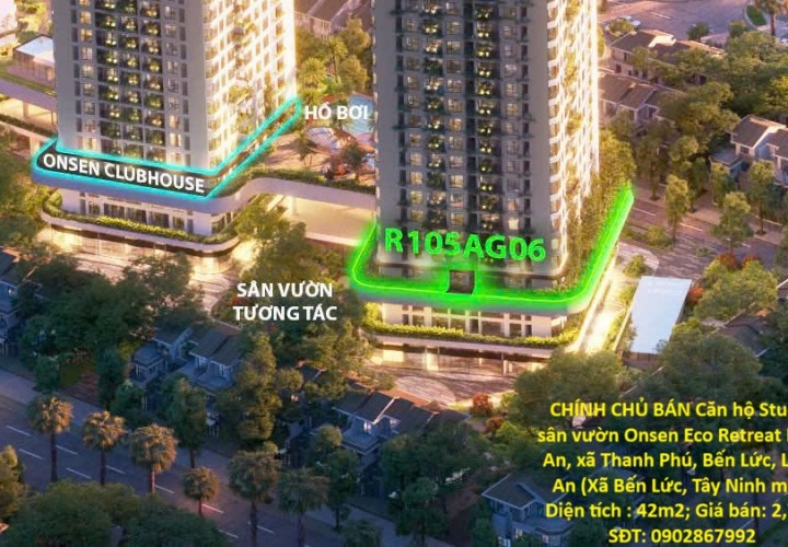CHÍNH CHỦ BÁN Căn hộ Studio sân vườn Onsen Eco Retreat Long An, xã Thanh Phú, Bến Lức, Long An