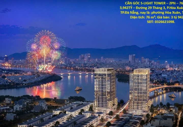 CĂN GÓC S-LIGHT TOWER – 2PN – 76M² – GIÁ 3,942TỶ – Đường 29 Tháng 3, P.Hòa Xuân, Q.Cẩm Lệ, TP.Đà Nẵng