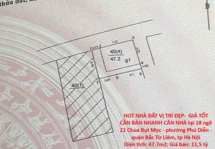 HOT NHÀ ĐẤT VỊ TRÍ ĐẸP-  GIÁ TỐT CẦN BÁN NHANH CĂN NHÀ tại quận Bắc Từ Liêm, tp Hà Nội