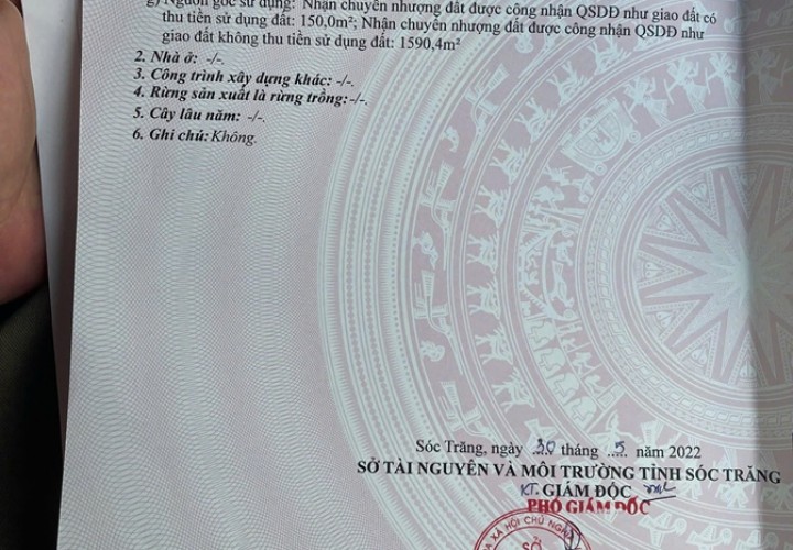 ĐẤT ĐẸP - GIÁ TỐT - GẤP GẤP GẤP – CẦN BÁN ĐẤT MẶT TIỀN QUỐC LỘ 1A thị trấn Phú Lộc, Thạnh Trị, Sóc Trăng