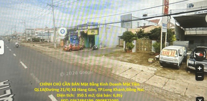 CHÍNH CHỦ CẦN BÁN Mặt Bằng Kinh Doanh Mặt Tiền QL1A(Đường 21/4) Xã Hàng Gòn, TP.Long Khánh,Đồng Nai.