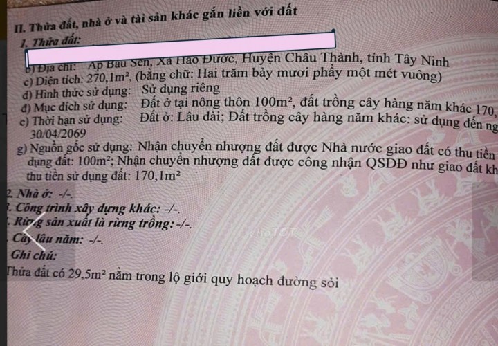 HOT HOT – CHÍNH CHỦ CẦN BÁN ĐẤT VỊ TRÍ ĐẸP  TẠI Xã Hảo Đước, huyện Châu Thành, tỉnh Tây Ninh