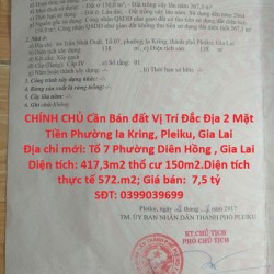 VỊ TRÍ ĐẸP - GIÁ TỐT -CHÍNH CHỦ Cần Bán đất Vị Trí Đắc Địa 2 Mặt Tiền Phường Ia Kring, Pleiku, Gia Lai