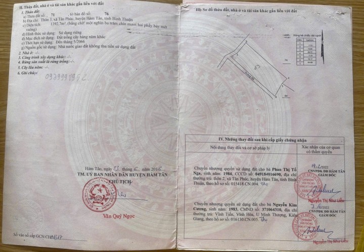 ĐẤT ĐẸP – GIÁ ĐẦU TƯ  –CHÍNH CHỦ BÁN 2 LÔ ĐẤT Tại QLA, Xã Tân Phúc, Huyện Hàm Tân, Bình Thuận