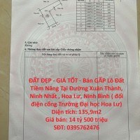 ĐẤT ĐẸP - GIÁ TỐT - Bán GẤP Lô Đất Tiềm Năng Tại Ninh Nhất, Ninh Bình ( đối điện cổng Trường Đại học Hoa Lư)