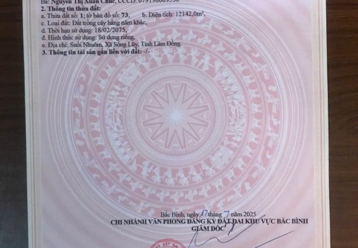 HOT HOT - CẦN BÁN LÔ ĐẤT VỊ TRÍ ĐẸP TẠI  Quốc Lộ 1A , Xã Sông Lũy, Huyện Bắc Bình, Bình Thuận