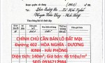CHÍNH CHỦ CẦN BÁN LÔ ĐẤT Mặt Đường 402 - HÒA NGHĨA - DƯƠNG KINH - HẢI PHÒNG
