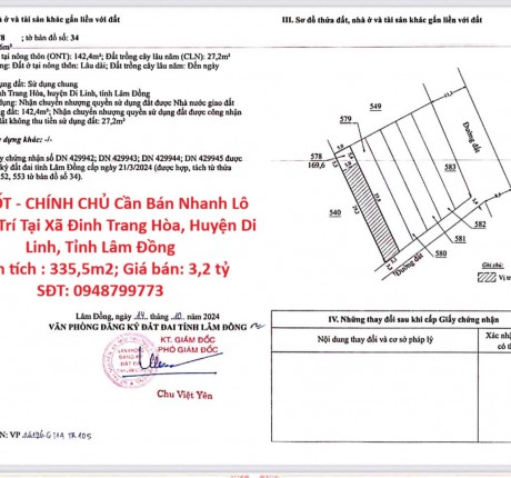 GIÁ TỐT - CHÍNH CHỦ Cần Bán Nhanh Lô Đất Vị Trí Tại Huyện Di Linh, Tỉnh Lâm Đồng