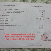 Chính chủ 0983792261 bán lô đất B23- 100m2 nay là nhà 118 phong thủy đẹp Ngõ 112 đường đôi Trần Nhân Tông