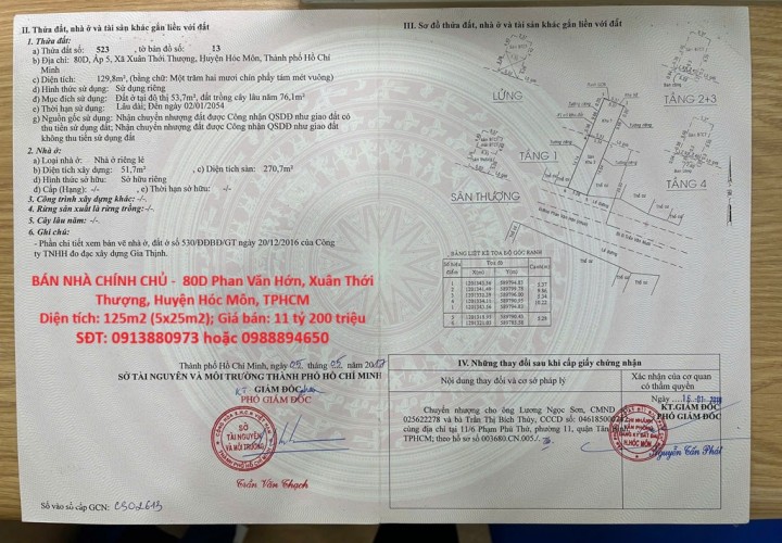 BÁN NHÀ CHÍNH CHỦ -  80D Phan Văn Hớn, Xuân Thới Thượng, Huyện Hóc Môn, TPHCM