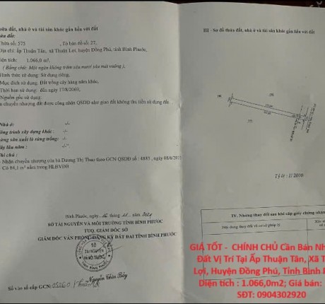 GIÁ TỐT - CHÍNH CHỦ Cần Bán Nhanh Lô Đất Vị Trí Tại Huyện Đồng Phú, Tỉnh Bình Phước