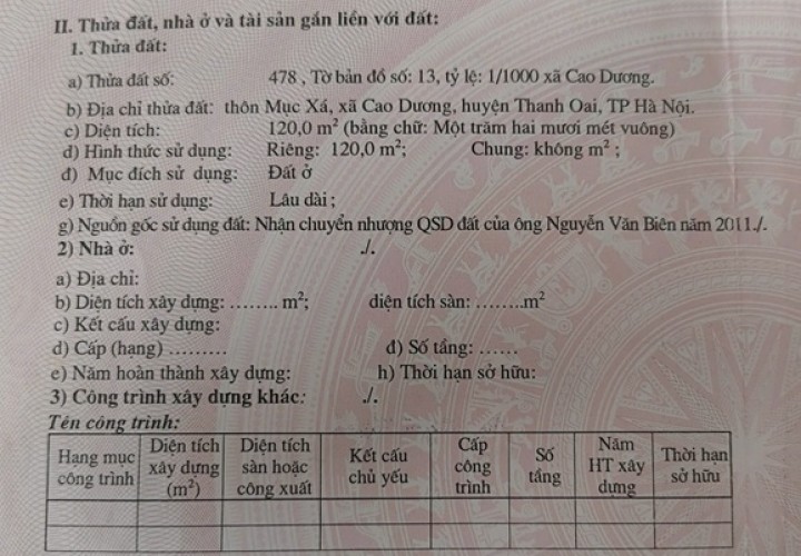 LÔ ĐẤT VỊ TRÍ ĐẸP – ĐẦU TƯ LÀ SINH LỜI CẦN BÁN NHANH lô đất vị trí tại huyện Thanh Oai, TP HN
