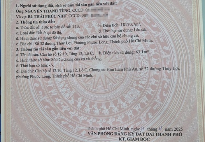 HOT HOT – CHÍNH CHỦ BÁN CĂN HỘ 68M² – 2PN Him Lam Phú An, P. Phước Long B, TP.Thủ Đức, TP.HCM.