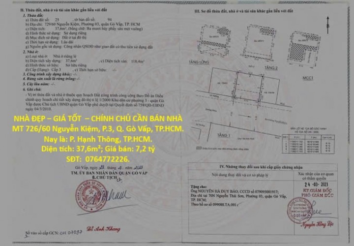 NHÀ ĐẸP – GIÁ TỐT  – CHÍNH CHỦ CẦN BÁN NHÀ MT 726/60 Nguyễn Kiệm, P.3, Q. Gò Vấp, TP.HCM.