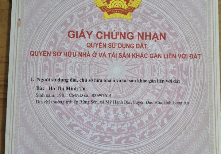HOT HOT ĐẦU TƯ SINH LỜI – CHÍNH CHỦ CẦN BÁN NHÀ TẠI xã MỸ HẠNH BẮC- HUYỆN ĐỨC HÒA, LONG AN