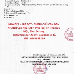 NHÀ ĐẸP – GIÁ TỐT - CHÍNH CHỦ CẦN BÁN NHANH Căn Nhà TẠI P. Phú Tân, TP. Thủ Dầu Một, Bình Dương