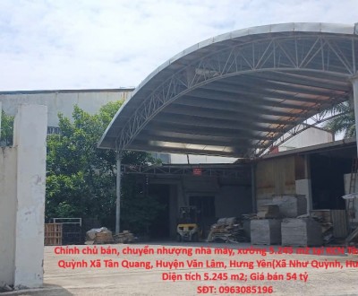 Chính chủ bán, chuyển nhượng nhà máy, xưởng 5.245 m2 tại KCN Tân Quang Như Quỳnh Văn Lâm Hưng Yên