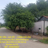 ĐẤT 2 MẶT TIỀN – GIÁ TỐT – CHÍNH CHỦ CẦN BÁN Tại Hưng Hoà, Ấp 1, Bình Dương cũ
