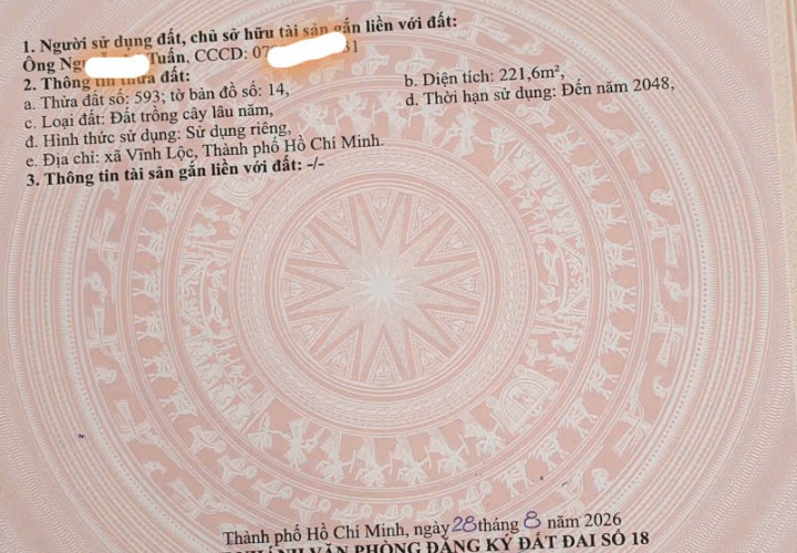 ĐẤT ĐẸP – GIÁ TỐT - CẦN BÁN LÔ ĐẤT TẠI Mặt Tiền Kênh Trung Ương, Xã Vĩnh Lộc A, Bình Chánh, TP.HCM