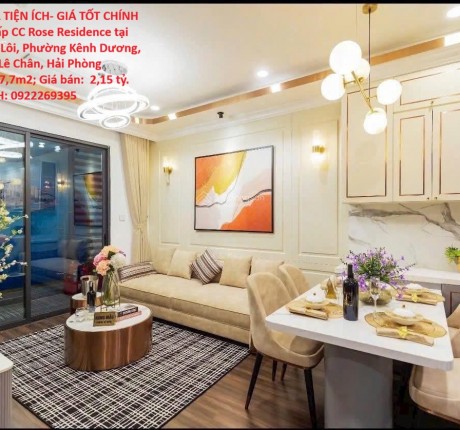 CĂN HỘ FULL TIỆN ÍCH- GIÁ TỐT CHÍNH CHỦ Bán gấp CC Rose Residence tại Quận Lê Chân, Hải Phòng