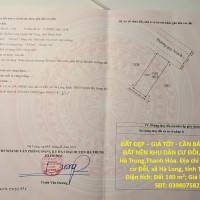 ĐẤT ĐẸP – GIÁ TỐT - CẦN BÁN NHANH LÔ ĐẤT NỀN KHU DÂN CƯ ĐỖI, Xã Hà Long, Hà Trung,Thanh Hóa