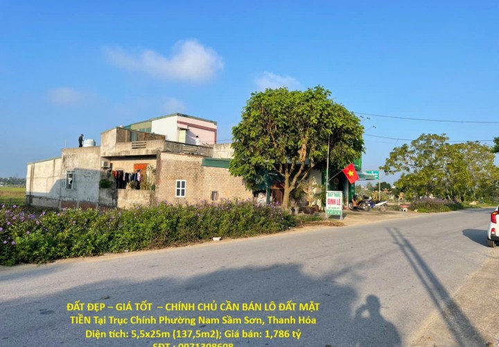 ĐẤT ĐẸP – GIÁ TỐT  – CHÍNH CHỦ CẦN BÁN LÔ ĐẤT MẶT TIỀN Tại Trục Chính Phường Nam Sầm Sơn, Thanh Hóa