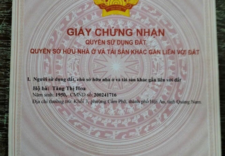 ĐẤT ĐẸP – GIÁ TỐT  – CHÍNH CHỦ CẦN BÁN Đất Tại Khối 3, Phường Cẩm Phô, TP. Hội An, Quảng Nam.