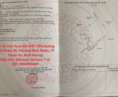 Bán Và Cho Thuê Đất MẶT TIỀN Đường Bình Nhâm 06, Phường Bình Nhâm, TP Thuận An, Bình Dương