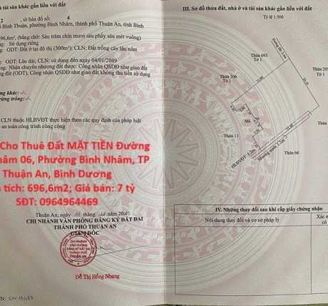 Bán Và Cho Thuê Đất MẶT TIỀN Đường Bình Nhâm 06, Phường Bình Nhâm, TP Thuận An, Bình Dương