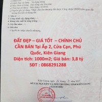 ĐẤT ĐẸP – GIÁ TỐT  – CHÍNH CHỦ CẦN BÁN Tại Ấp 2, Cửa Cạn, Phú Quốc, Kiên Giang