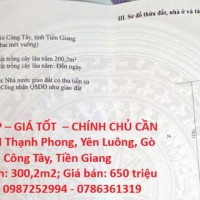 ĐẤT ĐẸP – GIÁ TỐT  – CHÍNH CHỦ CẦN BÁN TẠI Thạnh Phong, Yên Luông, Gò Công Tây, Tiền Giang