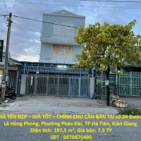 NHÀ YẾN ĐẸP – GIÁ TỐT – CHÍNH CHỦ CẦN BÁN TẠI số 24 Đường Lê Hồng Phong, Phường Pháo Đài, TP Hà Tiên