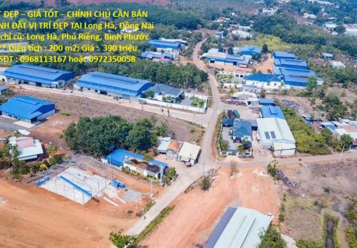 ĐẤT ĐẸP – GIÁ TỐT – CHÍNH CHỦ CẦN BÁN  NHANH ĐẤT VỊ TRÍ ĐẸP TẠI Long Hà, Đồng Nai