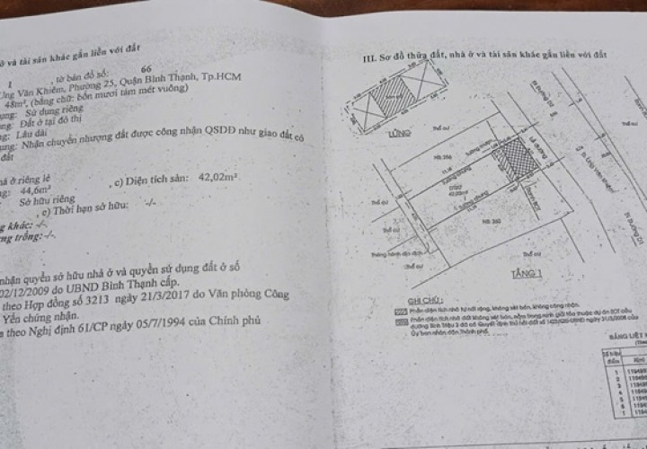 Chính Chủ Cần Bán 2 Căn Nhà Liền Kề Ung Văn Khiêm, Phường 25, Quận Bình Thạnh, TP Hồ Chí Minh