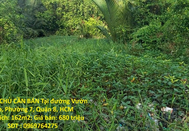 ĐẤT ĐẸP – GIÁ TỐT  – CHÍNH CHỦ CẦN BÁN Tại đường Vườn Táo, Phường 7, Quận 8, HCM