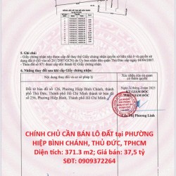 VỊ TRÍ ĐẸP – GIÁ TỐT  – CHÍNH CHỦ CẦN BÁN LÔ ĐẤT tại PHƯỜNG HIỆP BÌNH CHÁNH, THỦ ĐỨC, TPHCM