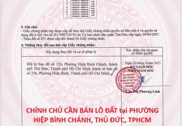 VỊ TRÍ ĐẸP – GIÁ TỐT  – CHÍNH CHỦ CẦN BÁN LÔ ĐẤT tại PHƯỜNG HIỆP BÌNH CHÁNH, THỦ ĐỨC, TPHCM