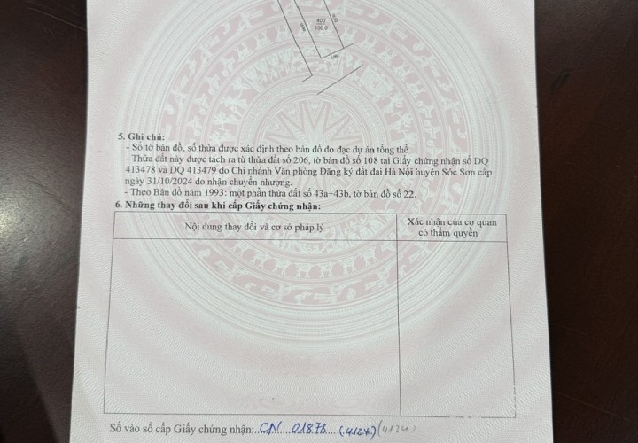 ĐẤT ĐẸP – GIÁ TỐT  – CHÍNH CHỦ Cần Bán 02 Lô Đất Tại Thôn Thắng Hữu, Xã Minh Trí, Huyện Sóc Sơn, Hà Nội
