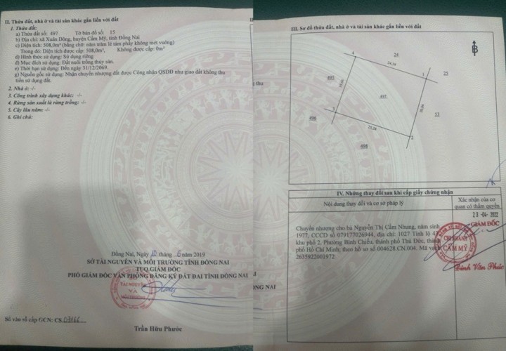 Đất Chính Chủ - Giá Tốt - Cần Bán Đất Tại xã Xuân Đông , huyện Cẩm Mỹ , Đồng Nai