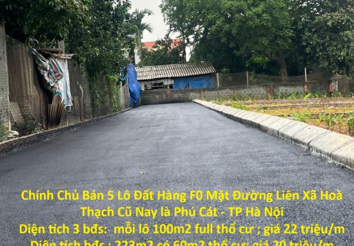 Chính Chủ Bán 5 Lô Đất Hàng F0 Mặt Đường Liên Xã Hoà Thạch Cũ Nay là Phú Cát - TP Hà Nội