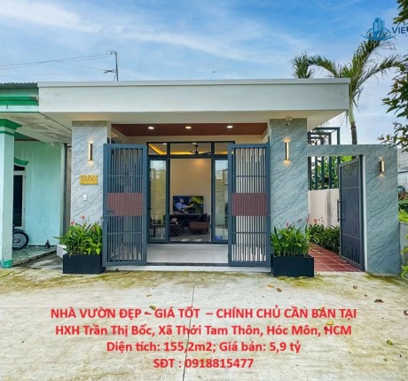 NHÀ VƯỜN ĐẸP – GIÁ TỐT – CHÍNH CHỦ CẦN BÁN TẠI HXH Trần Thị Bốc, Xã Thới Tam Thôn, Hóc Môn, HCM