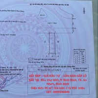 ĐẤT ĐẸP – GIÁ ĐẦU TƯ  - CẦN BÁN GẤP LÔ ĐẤT TẠI  Khu Chợ Mới, P. Bình Định, TX. An Nhơn, Bình Định