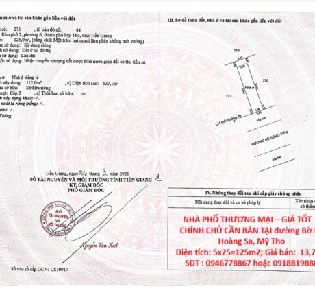 NHÀ PHỐ THƯƠNG MẠI – GIÁ TỐT – CHÍNH CHỦ CẦN BÁN TẠI đường Bờ Kè Hoàng Sa, Mỹ Tho