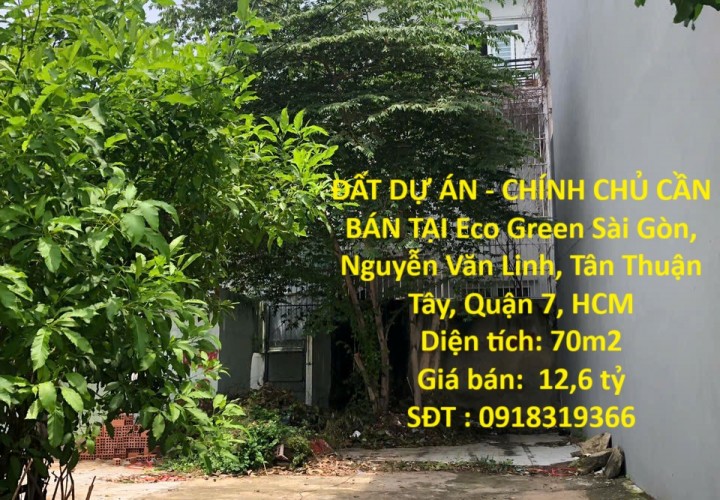 ĐẤT DỰ ÁN - CHÍNH CHỦ CẦN BÁN TẠI Eco Green Sài Gòn, Nguyễn Văn Linh, Tân Thuận Tây, Quận 7, HCM